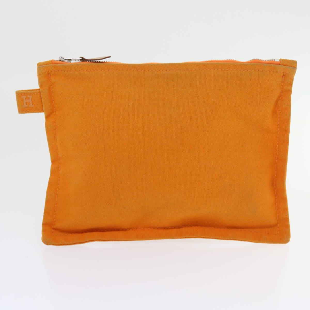 HERMES Large Medium Small Pouch Canvas 3Set Orange Auth bs8593