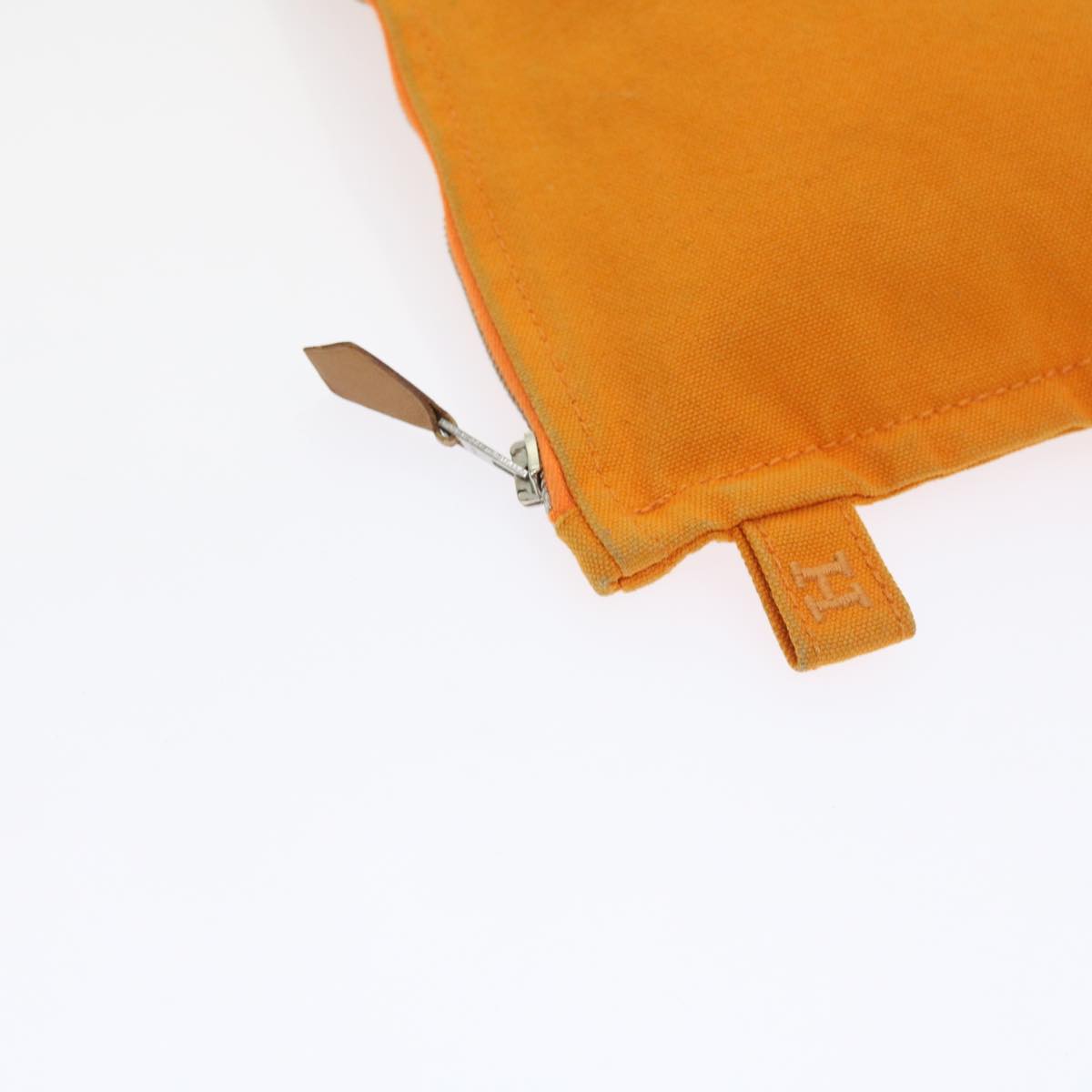 HERMES Large Medium Small Pouch Canvas 3Set Orange Auth bs8593