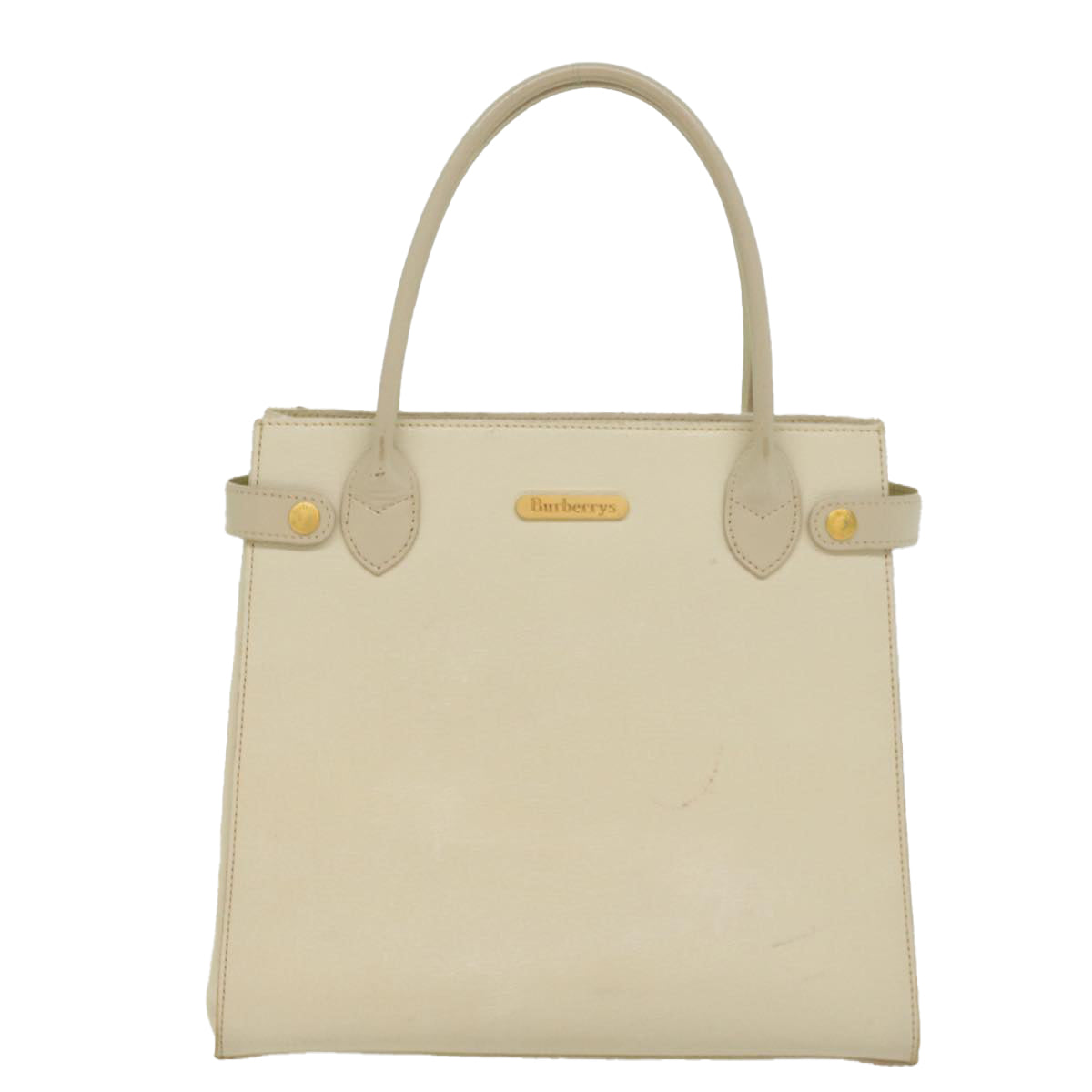 Burberrys Tote Bag Leather White Auth bs8607