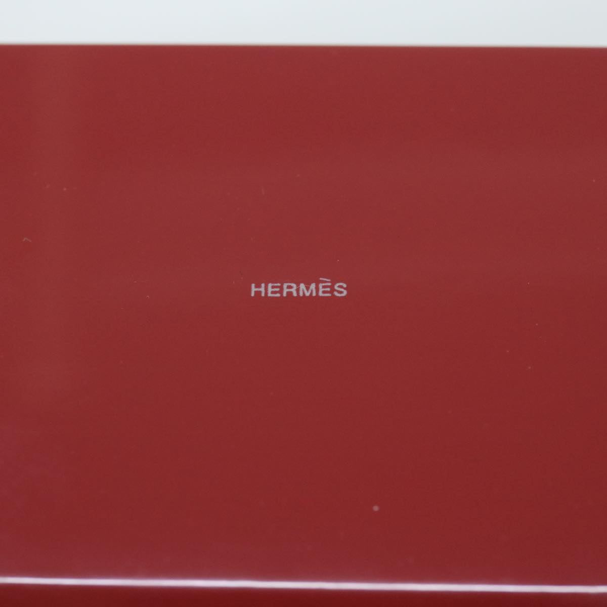 HERMES Buffalo Horn Square Plate Plastic Red Brown Auth bs8647