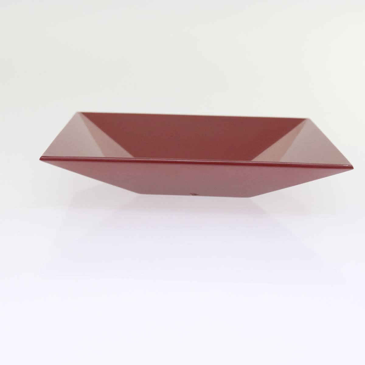 HERMES Buffalo Horn Square Plate Plastic Red Brown Auth bs8647