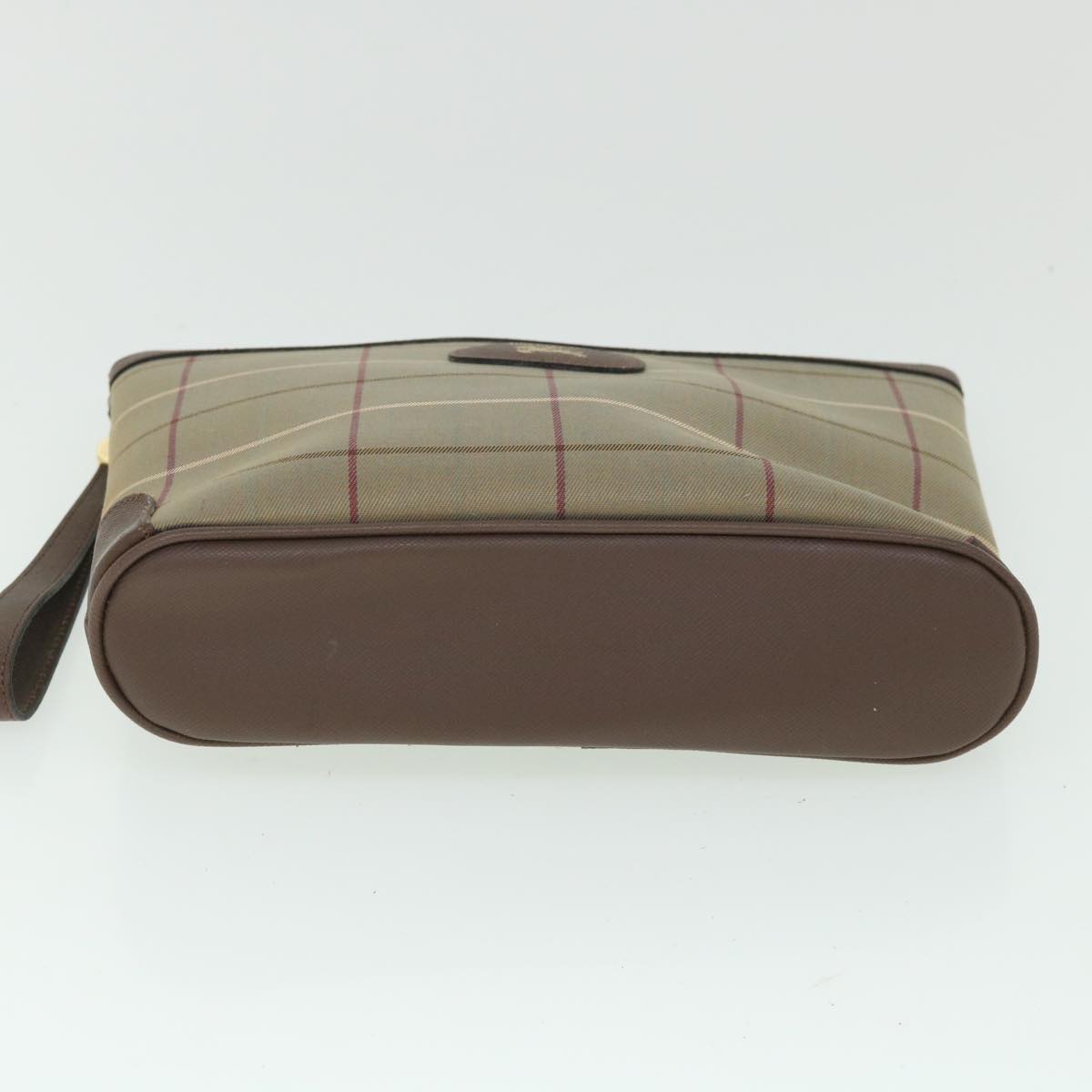 Burberrys Nova Check Clutch Bag Nylon Canvas Brown Auth bs8688