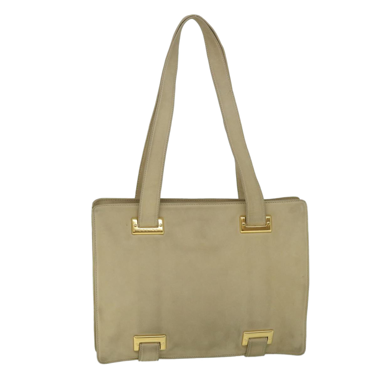 CELINE Shoulder Bag Suede Beige Auth bs8698