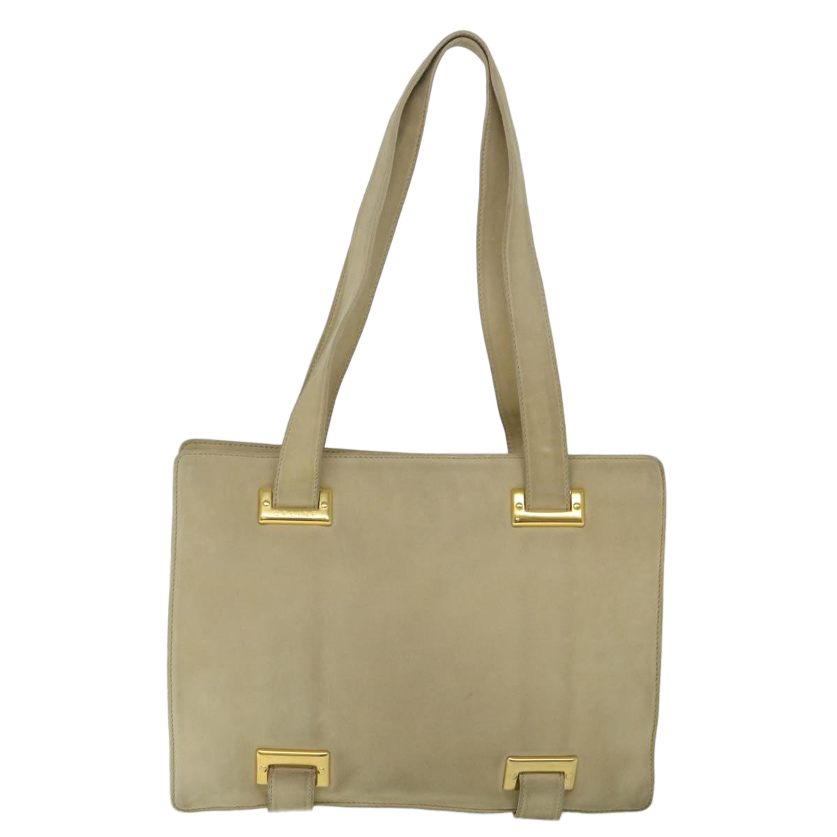 CELINE Shoulder Bag Suede Beige Auth bs8698