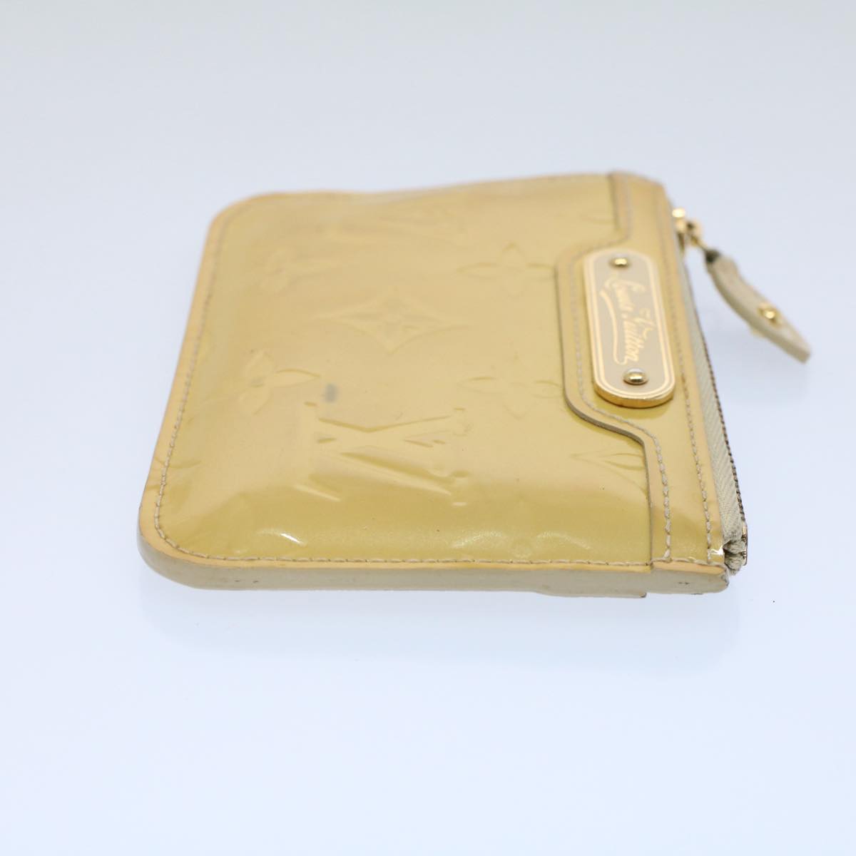 LOUIS VUITTON Vernis Pochette Cle NM Coin Purse Beige M91763 LV Auth bs8720