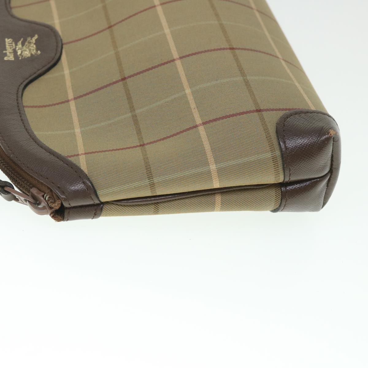 Burberrys Nova Check Clutch Bag Nylon Canvas Brown Auth bs8723