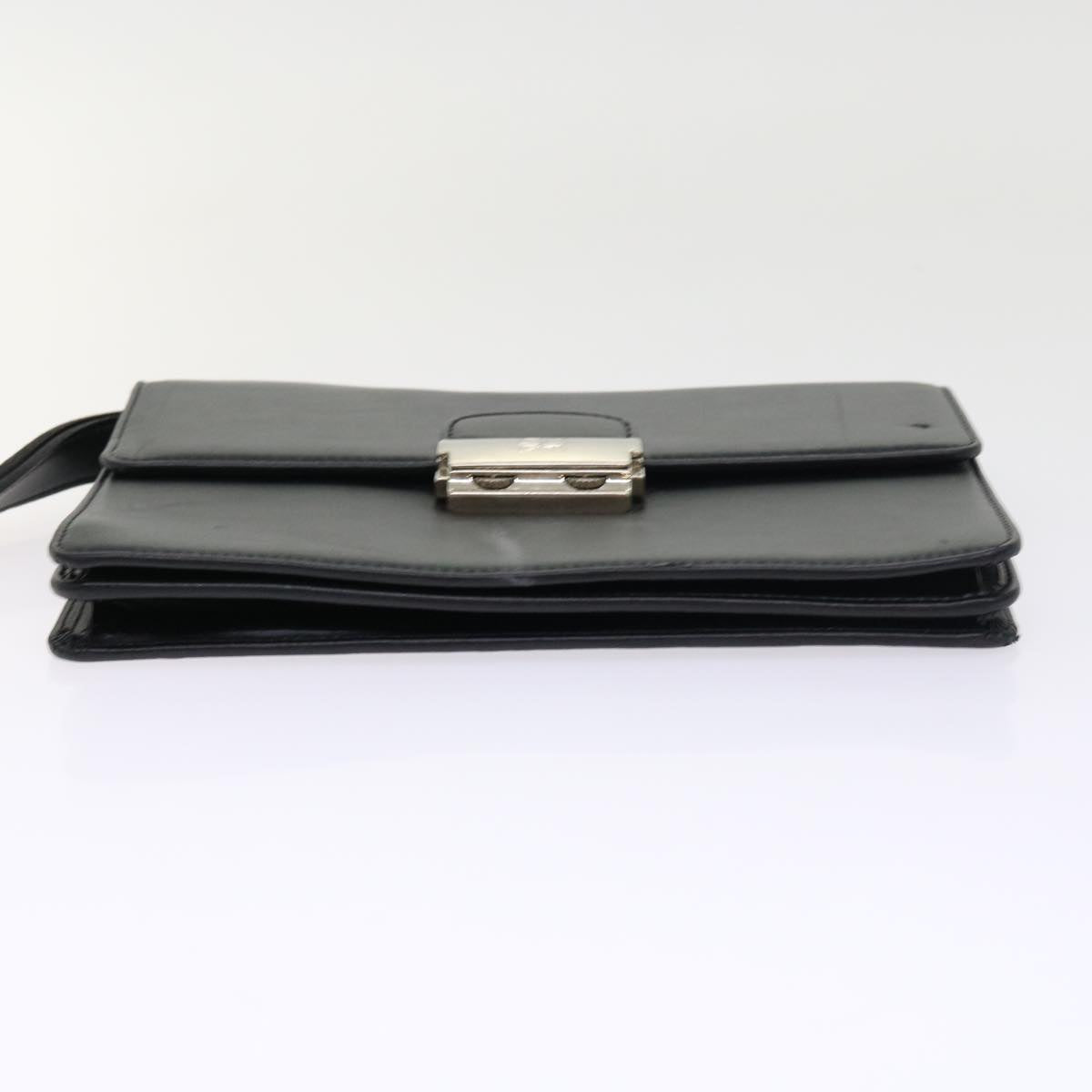 GIVENCHY Clutch Bag Leather Black Auth bs8725