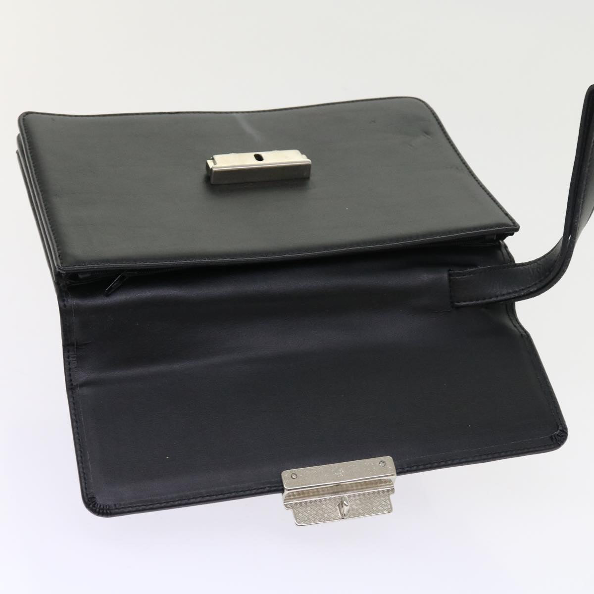 GIVENCHY Clutch Bag Leather Black Auth bs8725