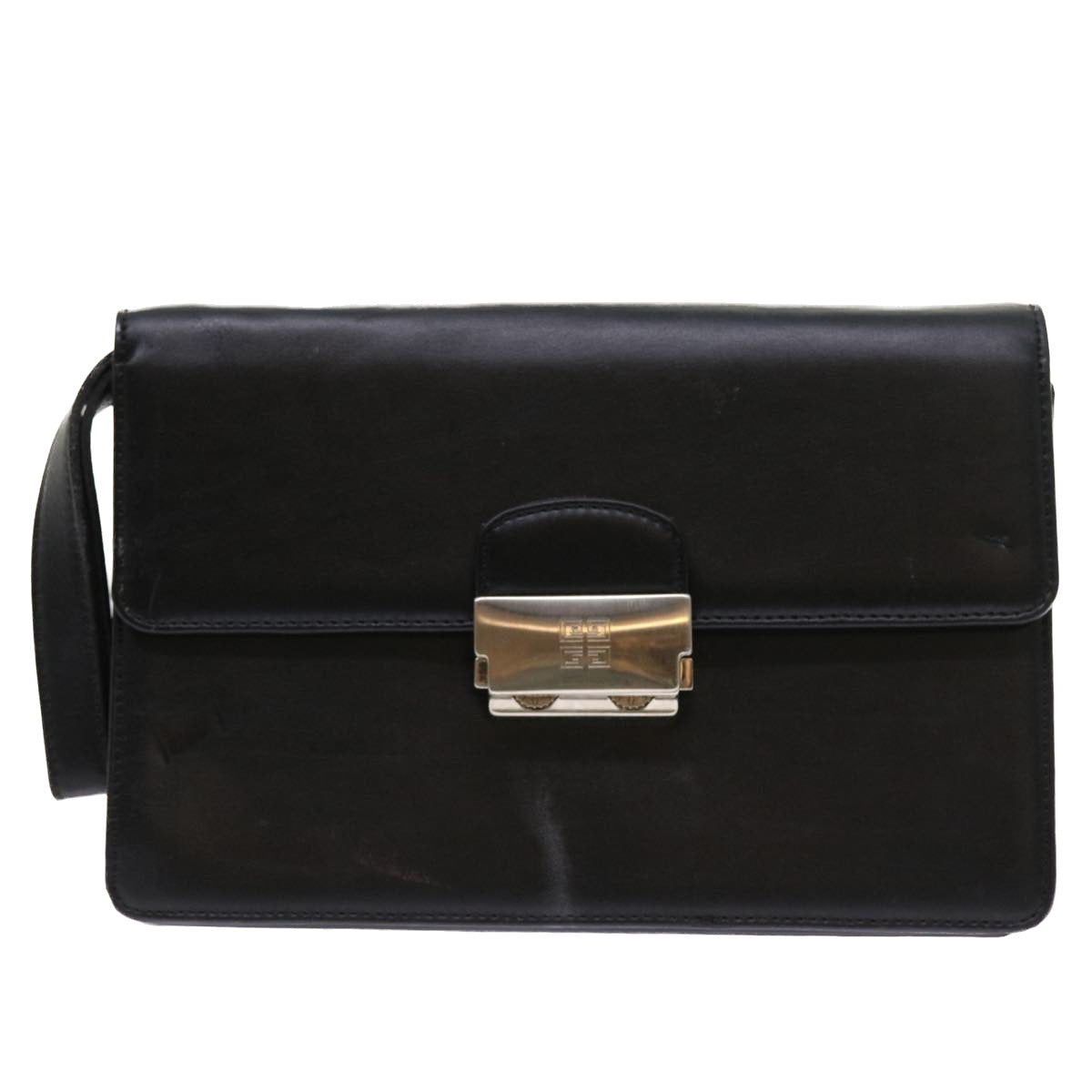 GIVENCHY Clutch Bag Leather Black Auth bs8725