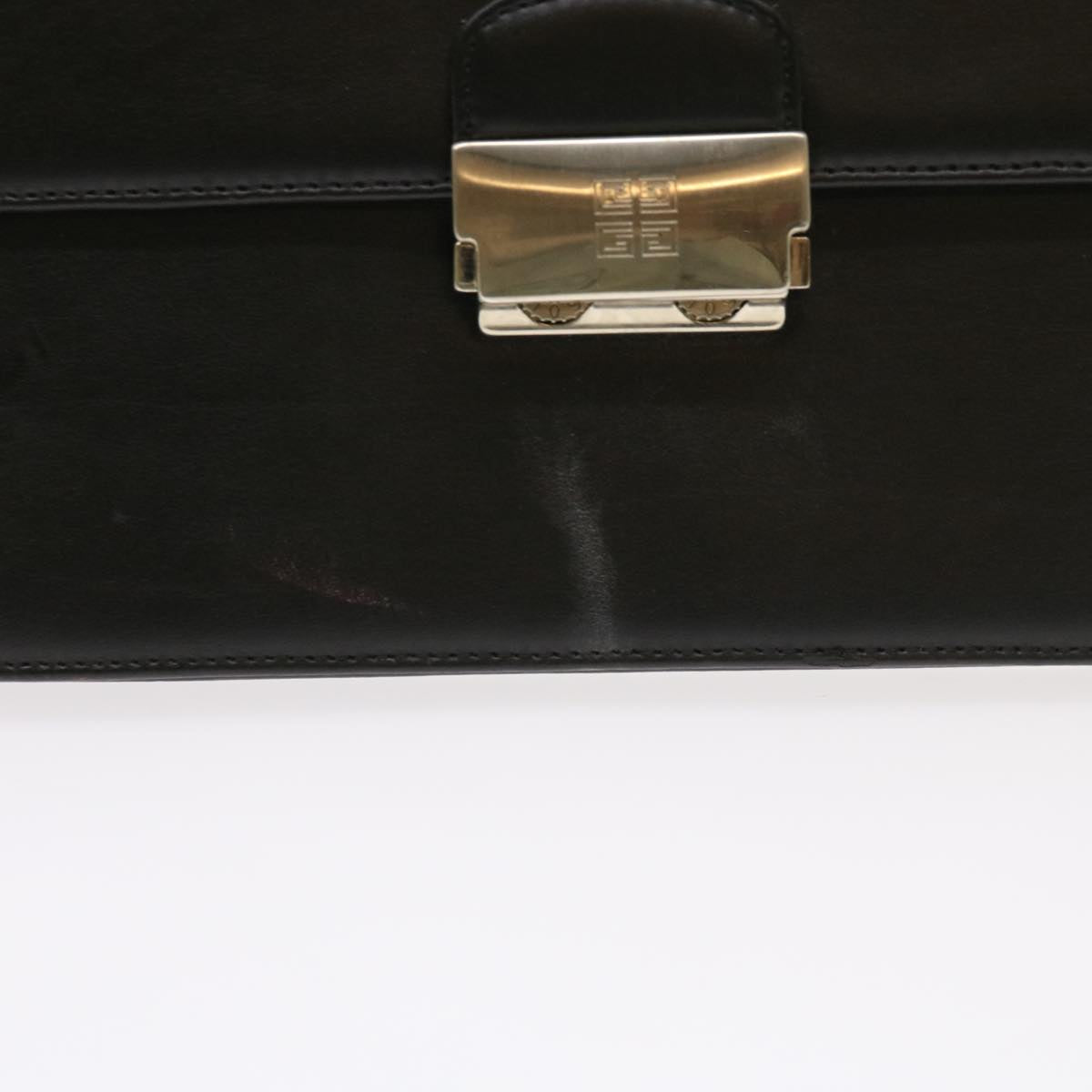 GIVENCHY Clutch Bag Leather Black Auth bs8725