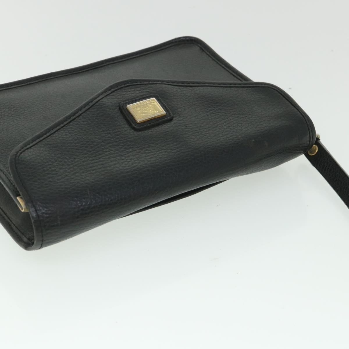 Burberrys Clutch Bag Leather Black Auth bs8730