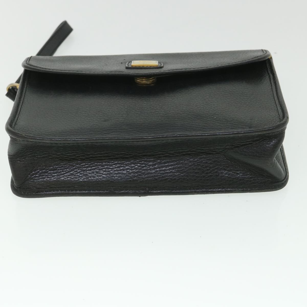 Burberrys Clutch Bag Leather Black Auth bs8730