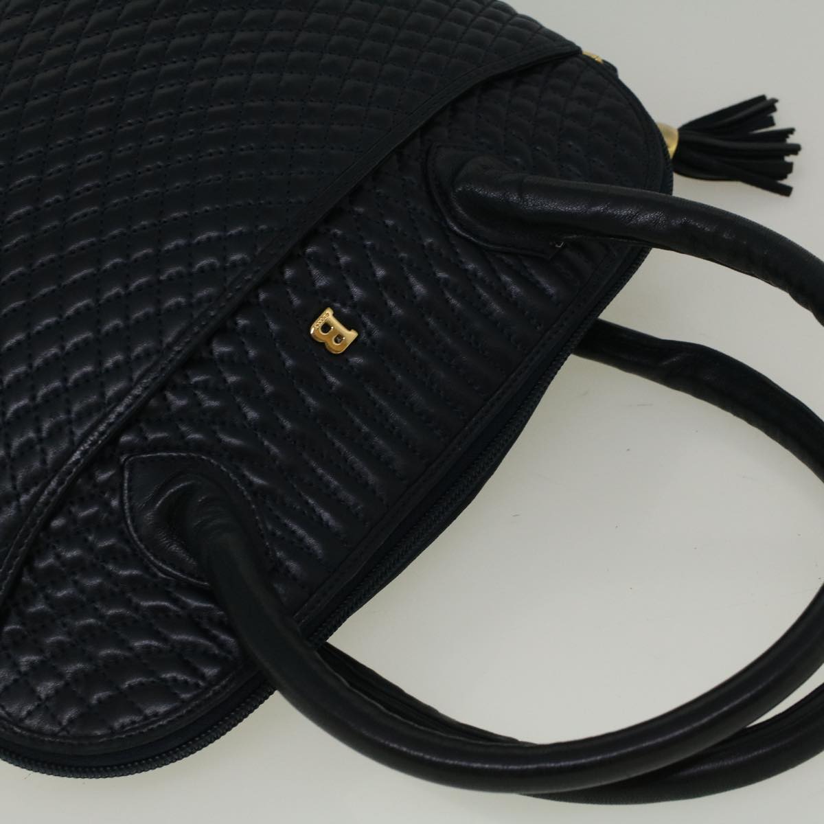 BALLY Hand Bag Leather Navy Auth bs8759