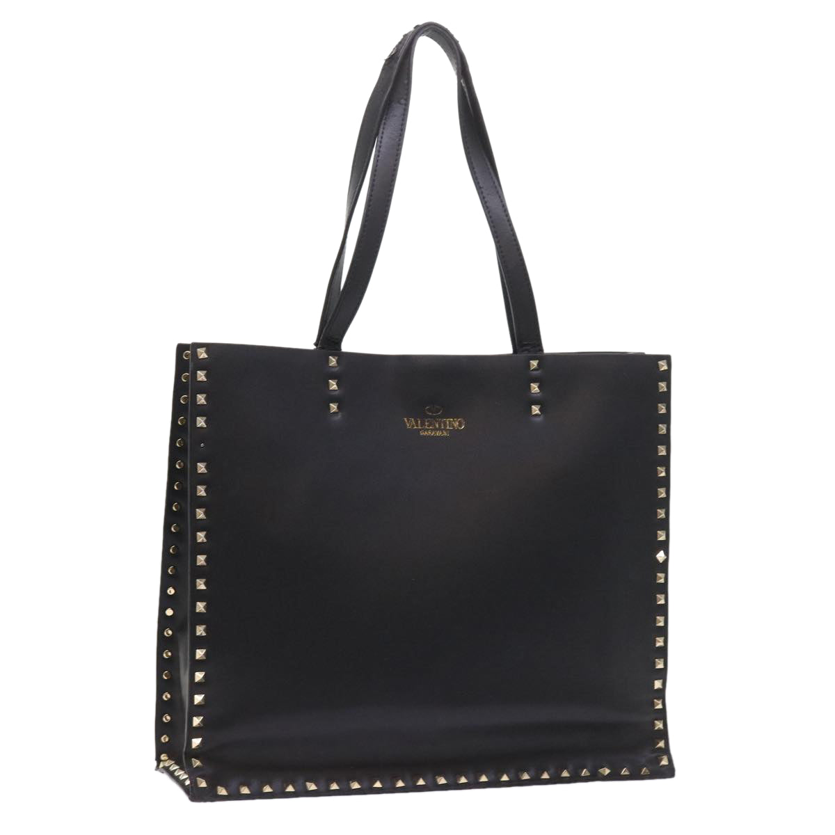 VALENTINO Tote Bag Leather Black Auth bs8764