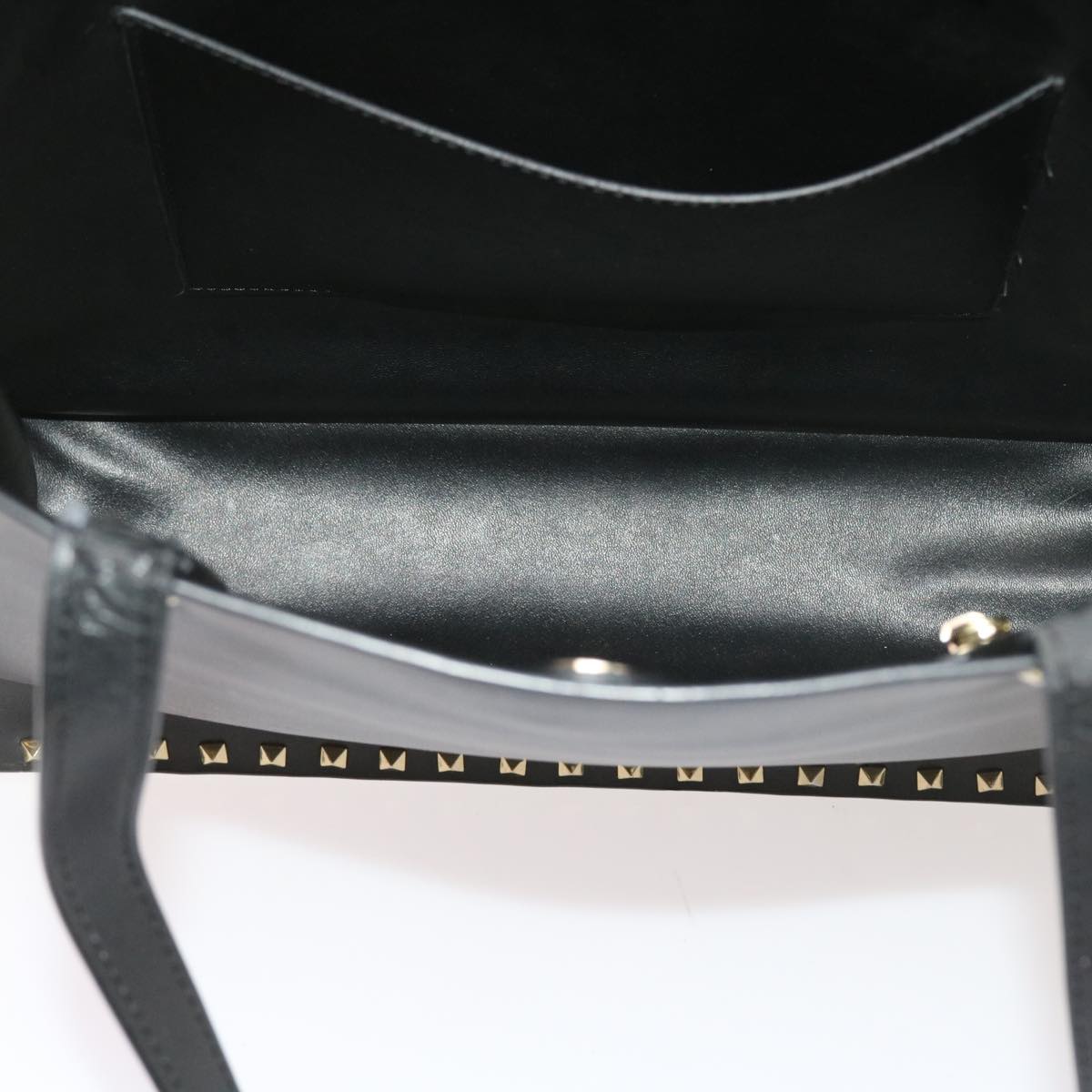 VALENTINO Tote Bag Leather Black Auth bs8764