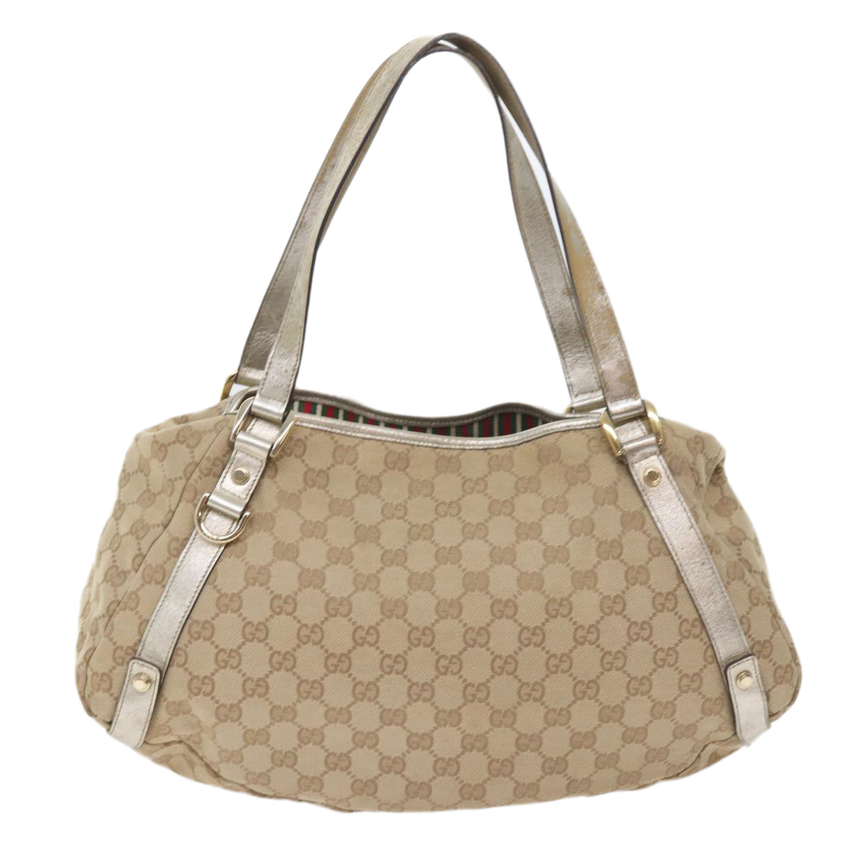 GUCCI GG Canvas Shoulder Bag Nylon Leather 3Set Beige Brown black Auth bs8794