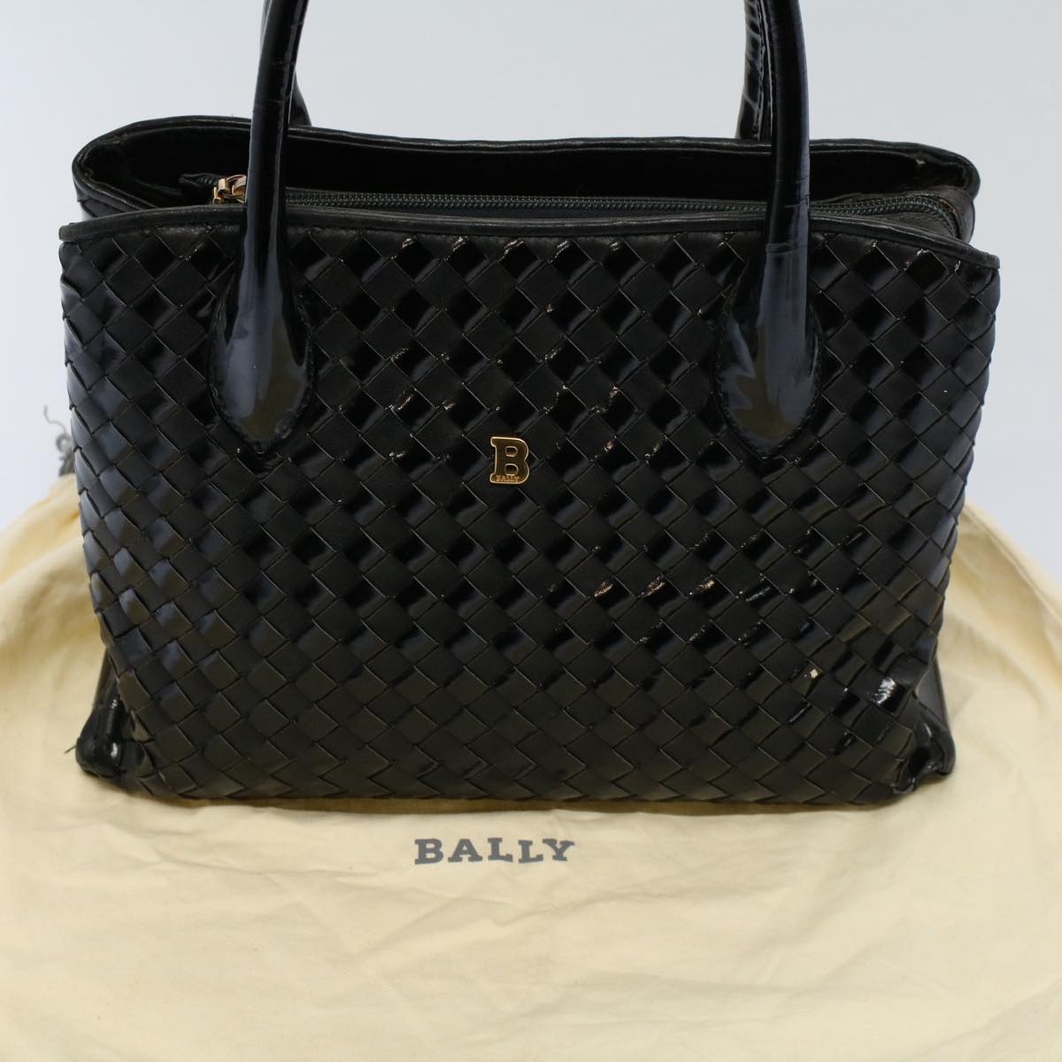 BALLY Hand Bag Leather Black Auth bs8846