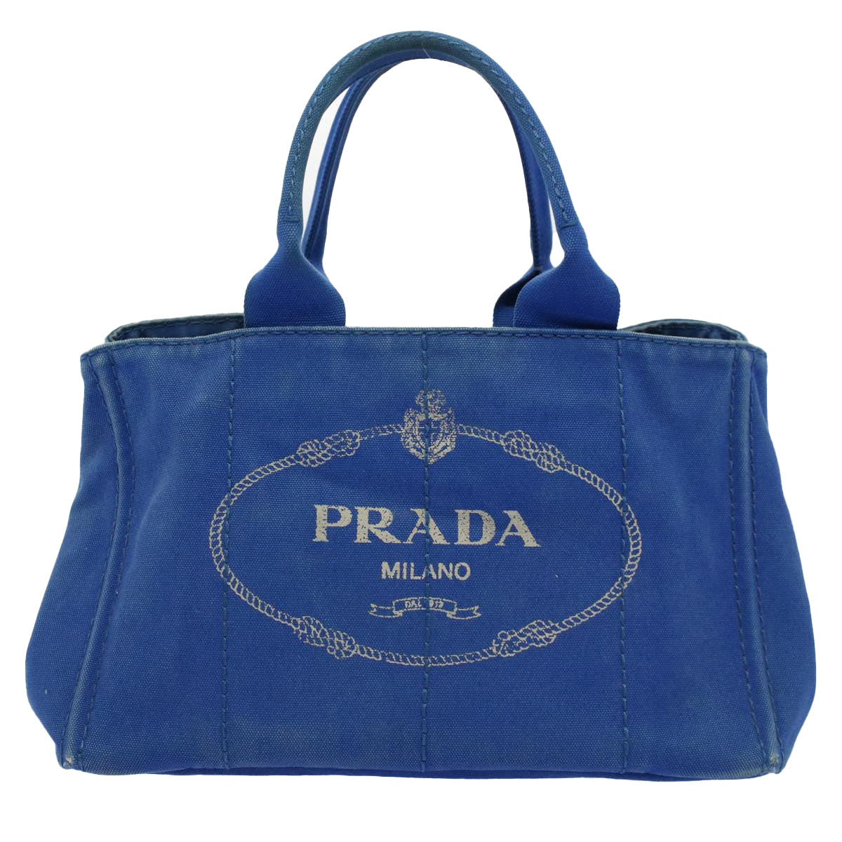 PRADA Canapa MM Hand Bag Canvas Blue Auth bs8886