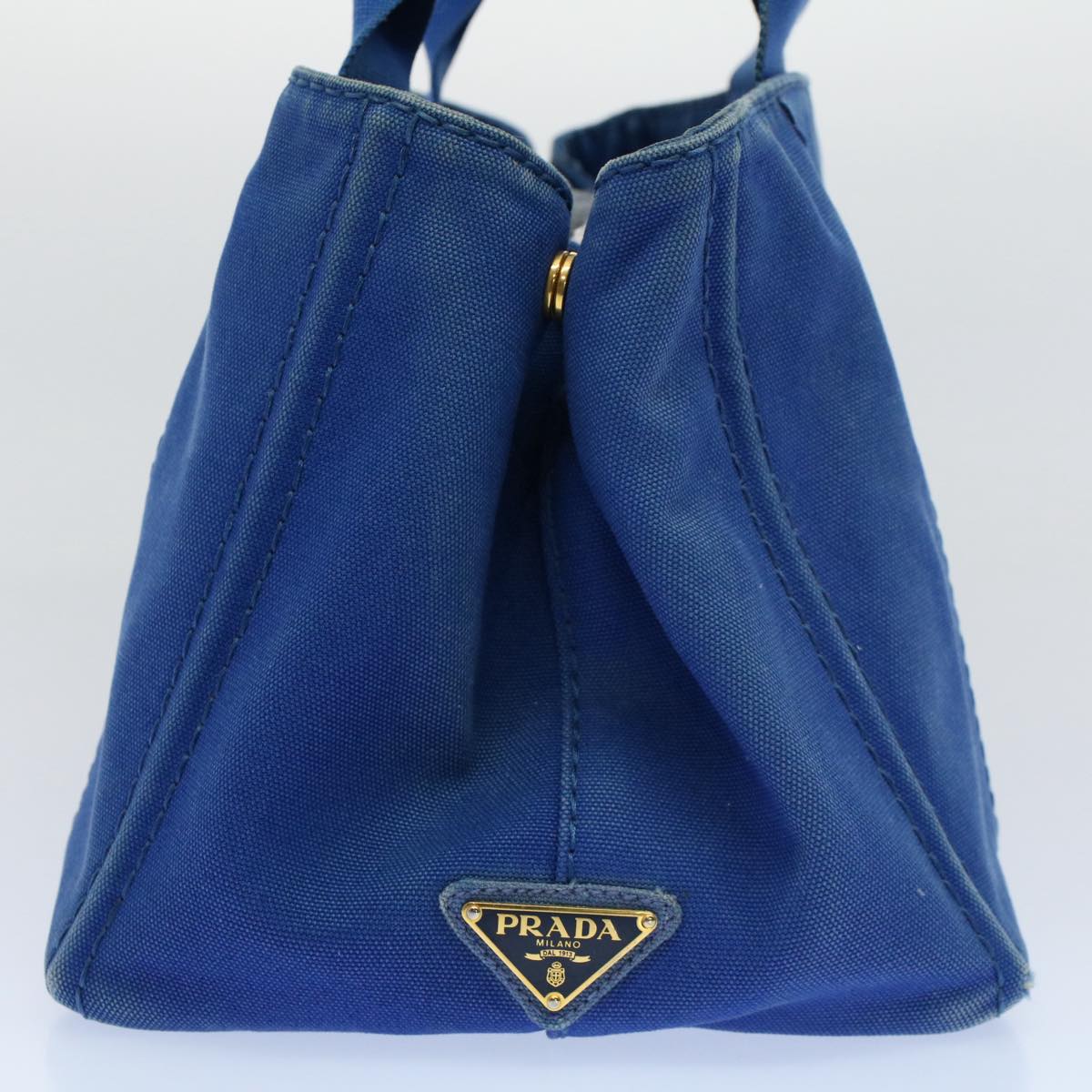 PRADA Canapa MM Hand Bag Canvas Blue Auth bs8886