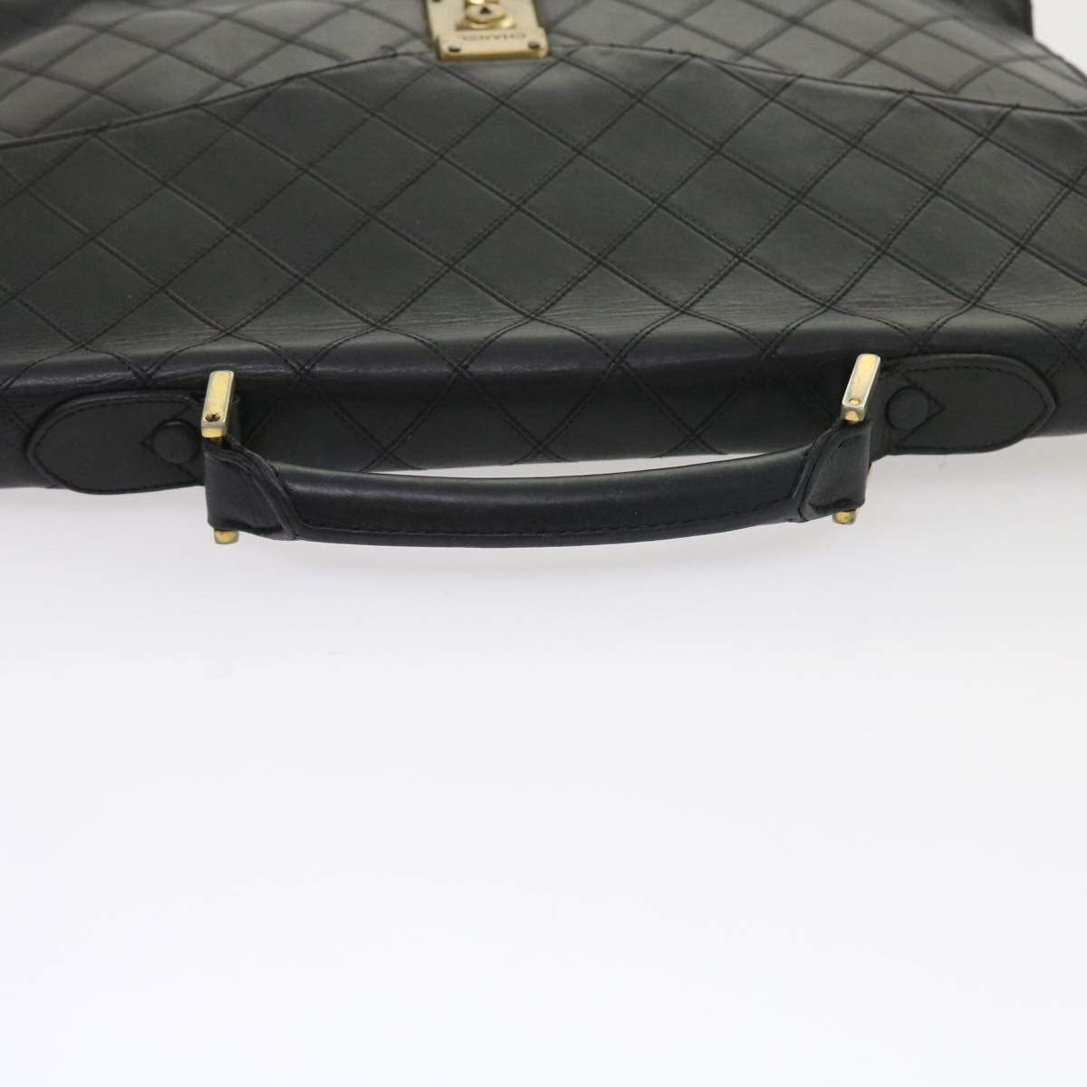 CHANEL Business Bag Leather Black CC Auth bs8910