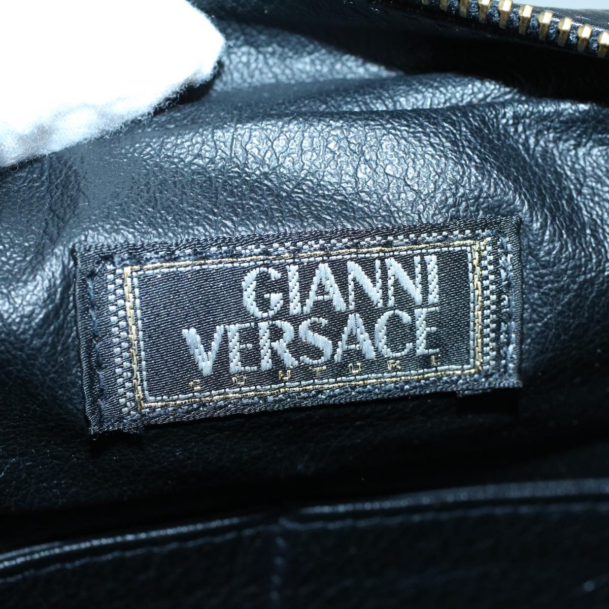 Gianni Versace Clutch Bag Leather Black Auth bs8916