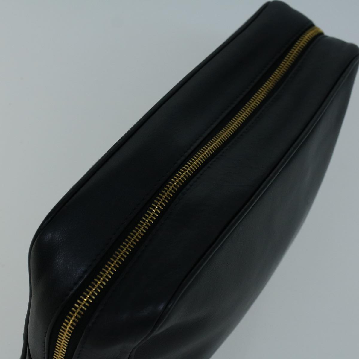 Gianni Versace Clutch Bag Leather Black Auth bs8916