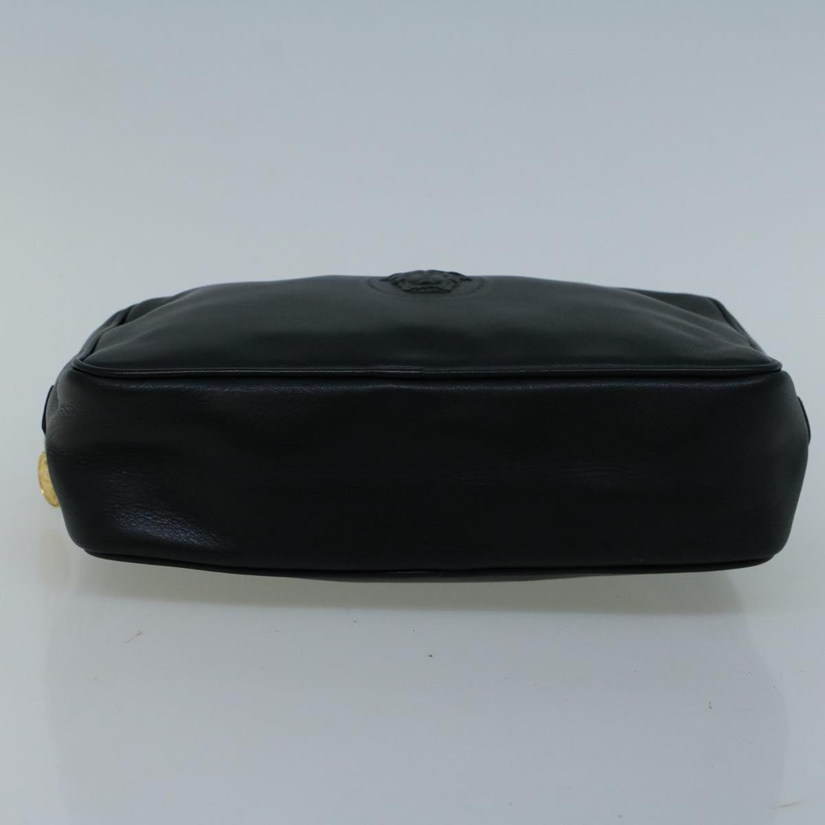 Gianni Versace Clutch Bag Leather Black Auth bs8916