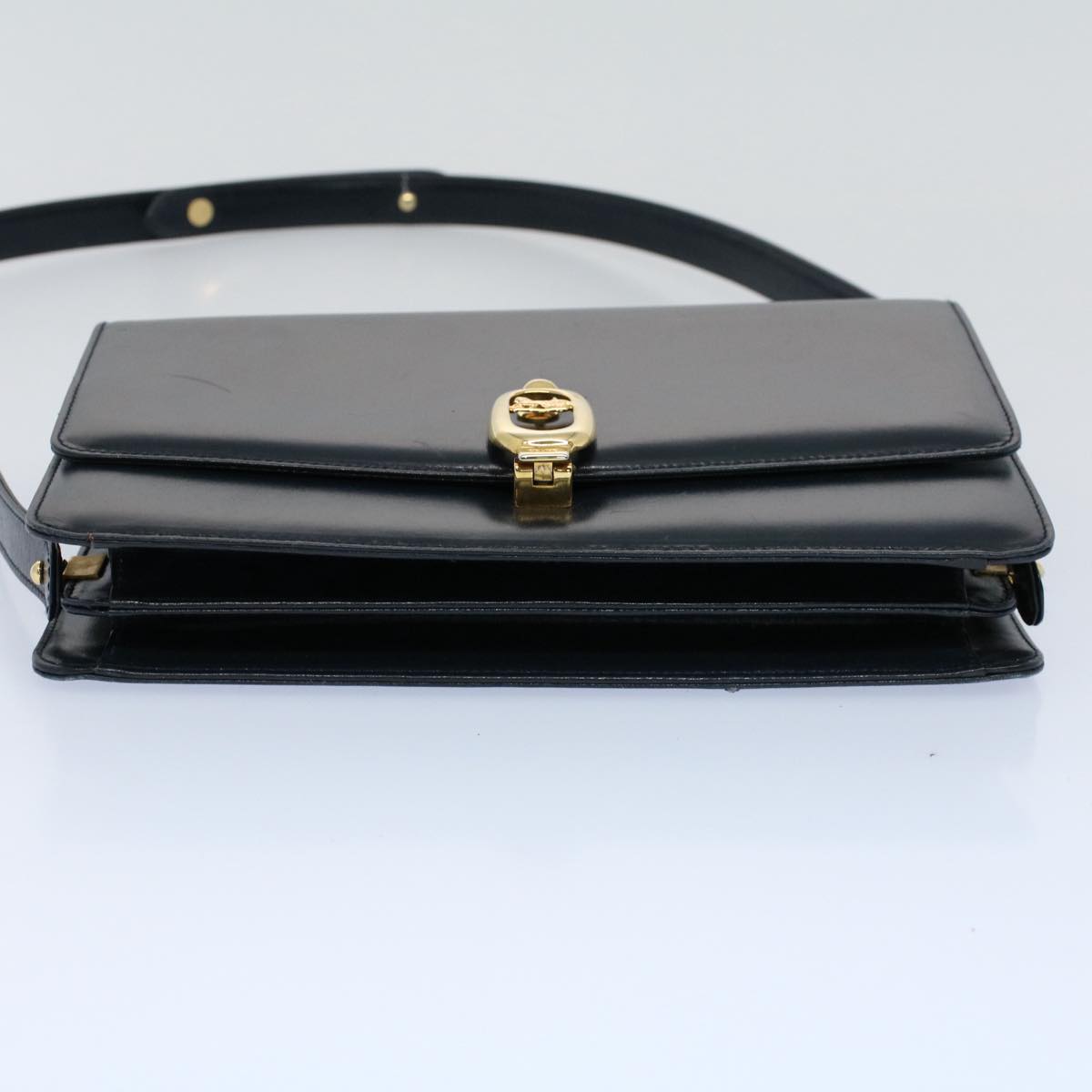 CELINE Shoulder Bag Leather Navy Auth bs8957