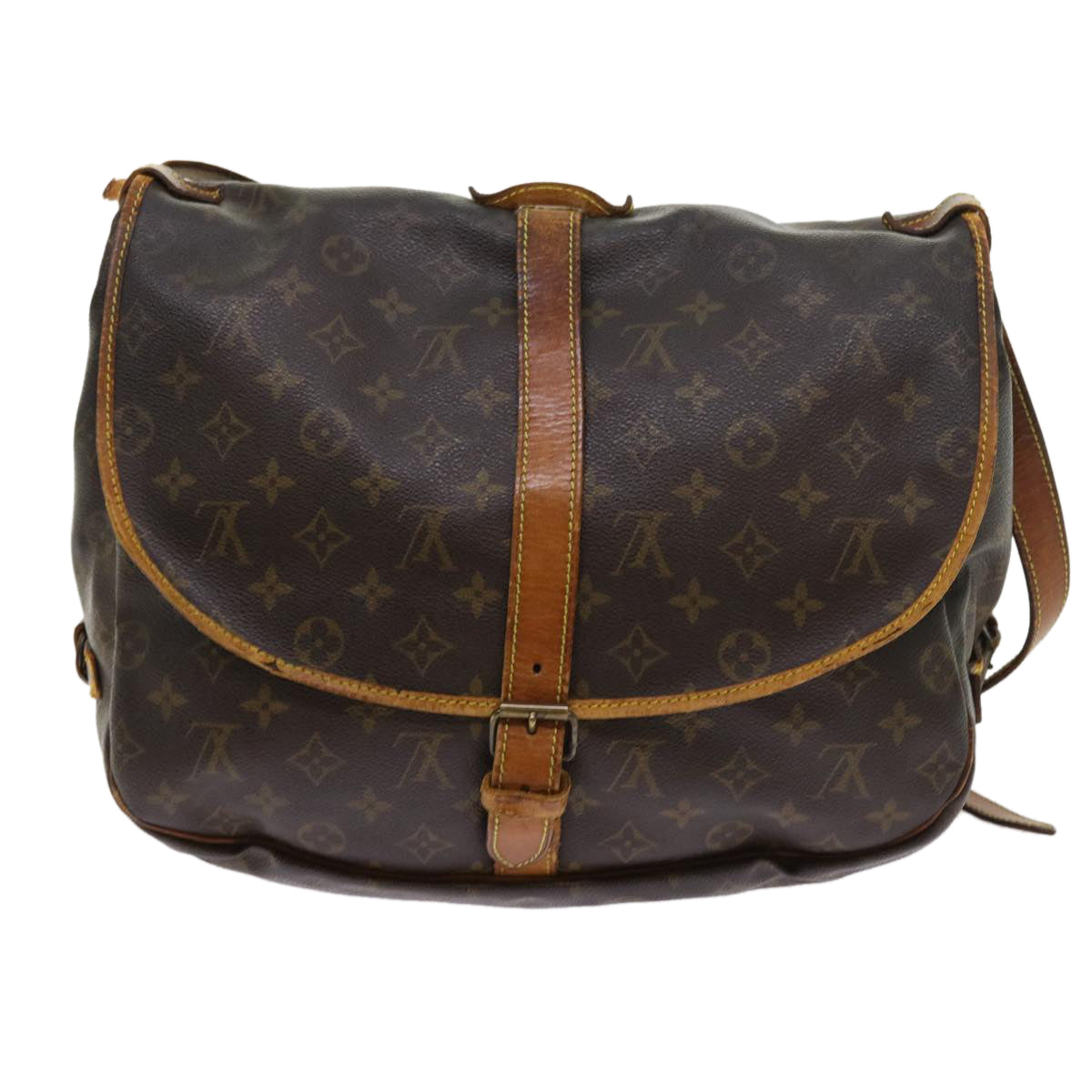 LOUIS VUITTON Monogram Saumur 35 Shoulder Bag M42254 LV Auth bs8963