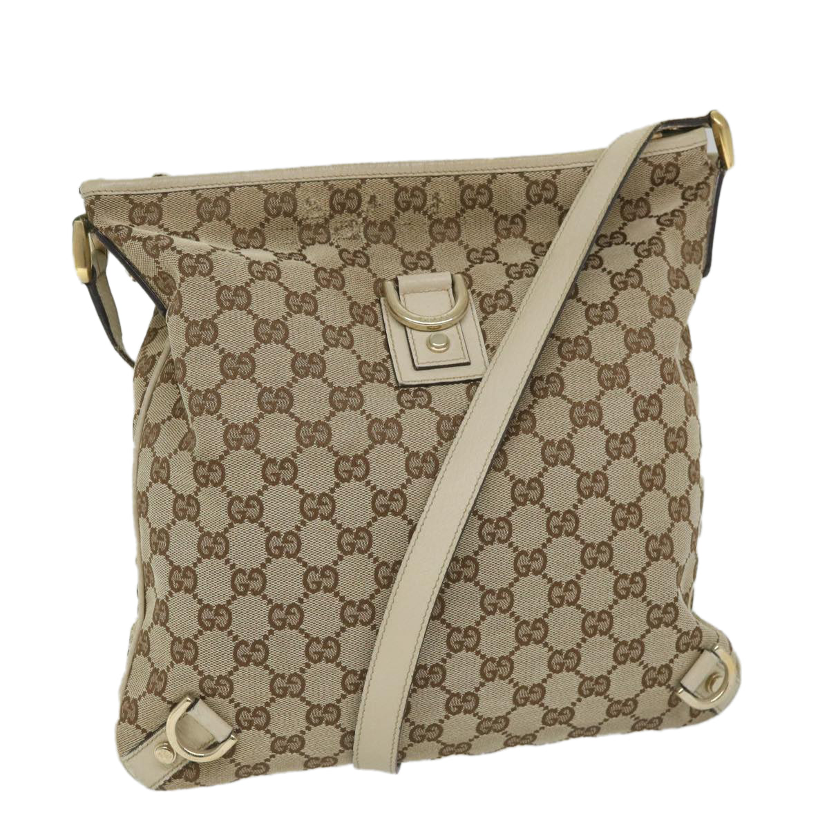 GUCCI GG Canvas Shoulder Bag Beige White 131326 Auth bs9022