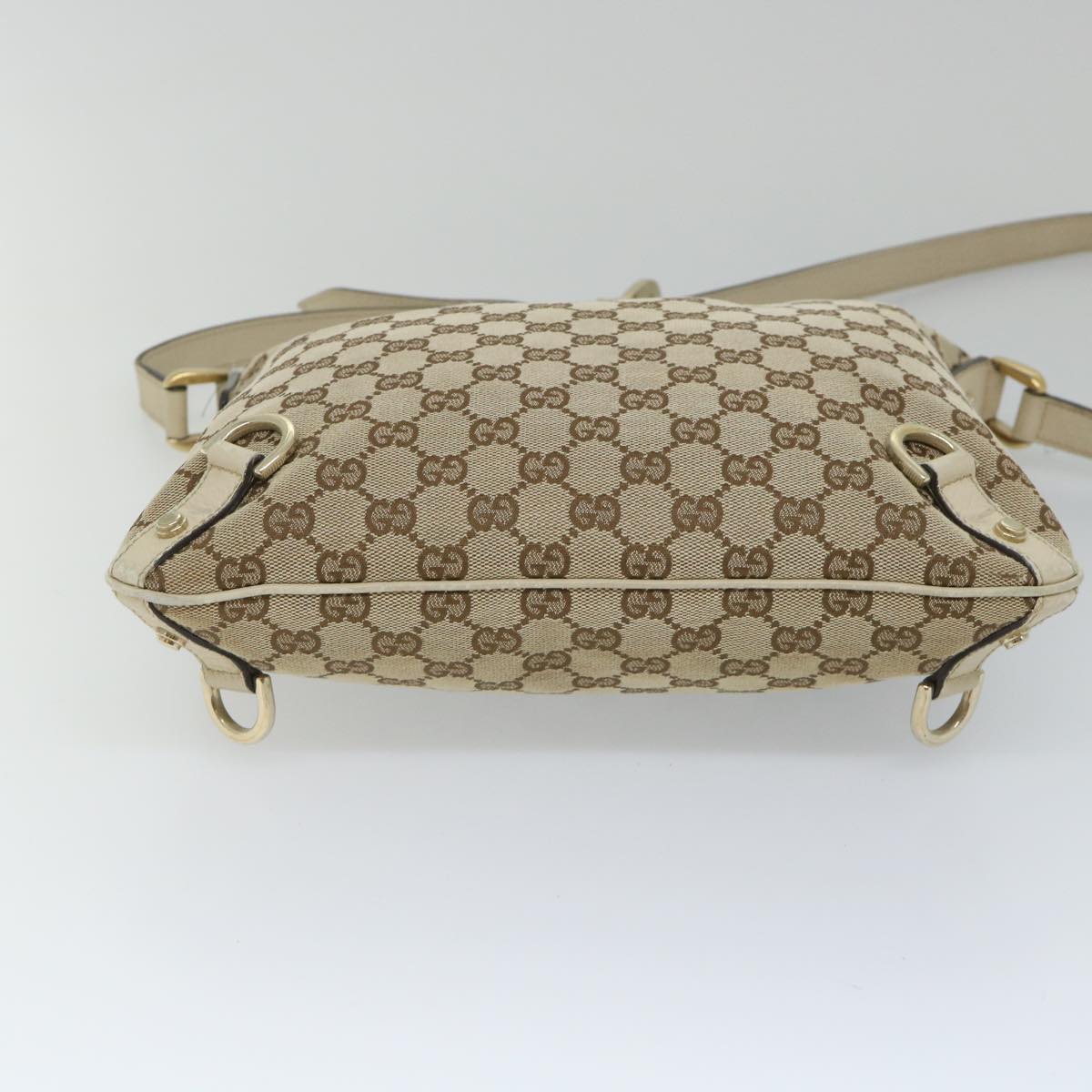 GUCCI GG Canvas Shoulder Bag Beige White 131326 Auth bs9022