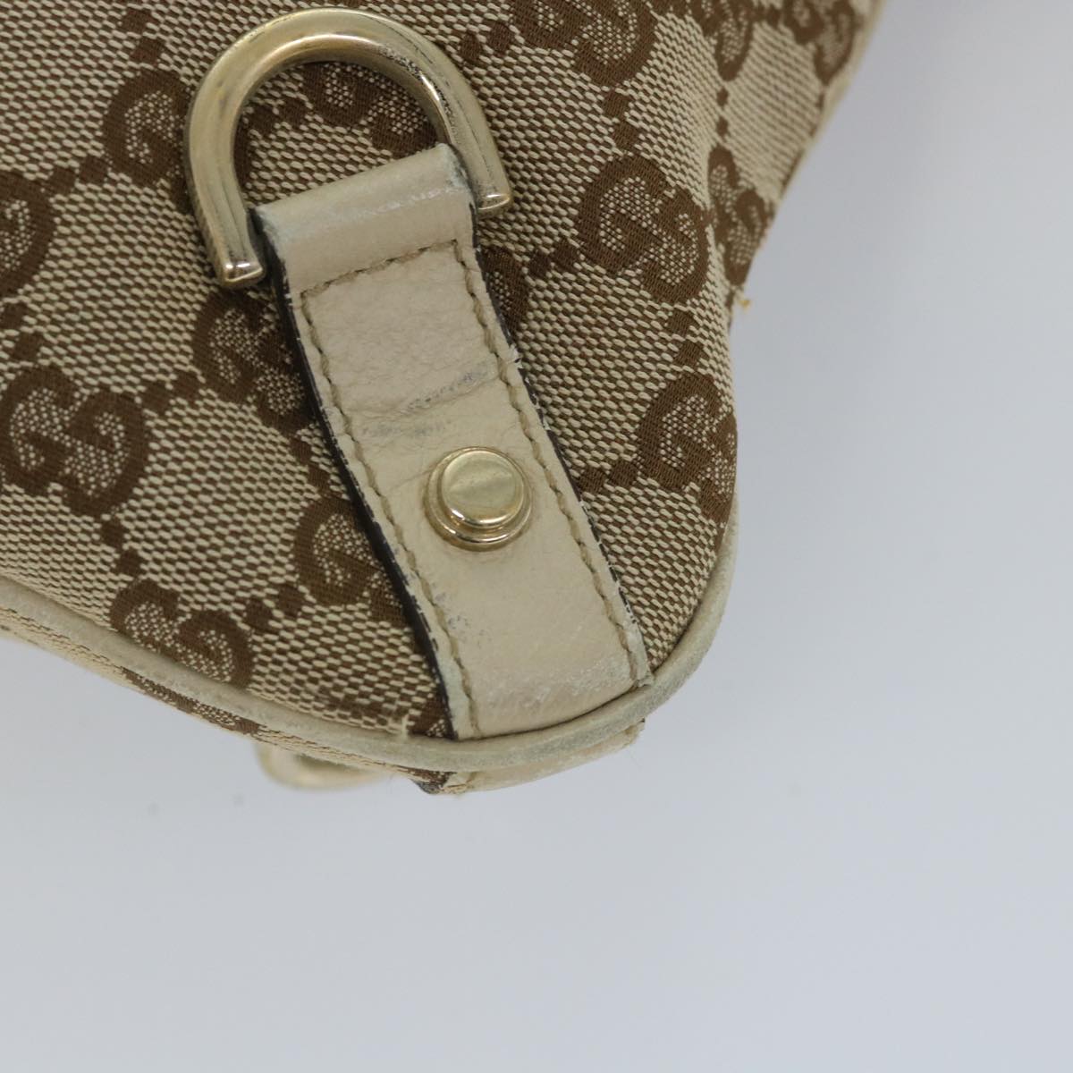 GUCCI GG Canvas Shoulder Bag Beige White 131326 Auth bs9022