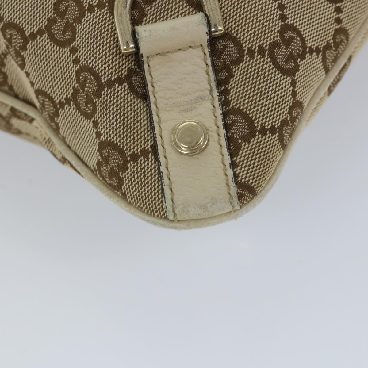 GUCCI GG Canvas Shoulder Bag Beige White 131326 Auth bs9022