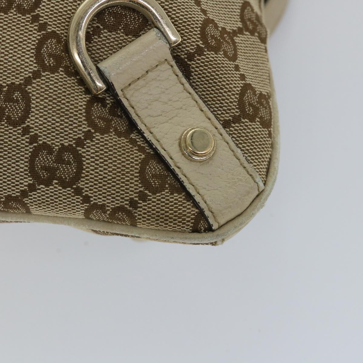 GUCCI GG Canvas Shoulder Bag Beige White 131326 Auth bs9022