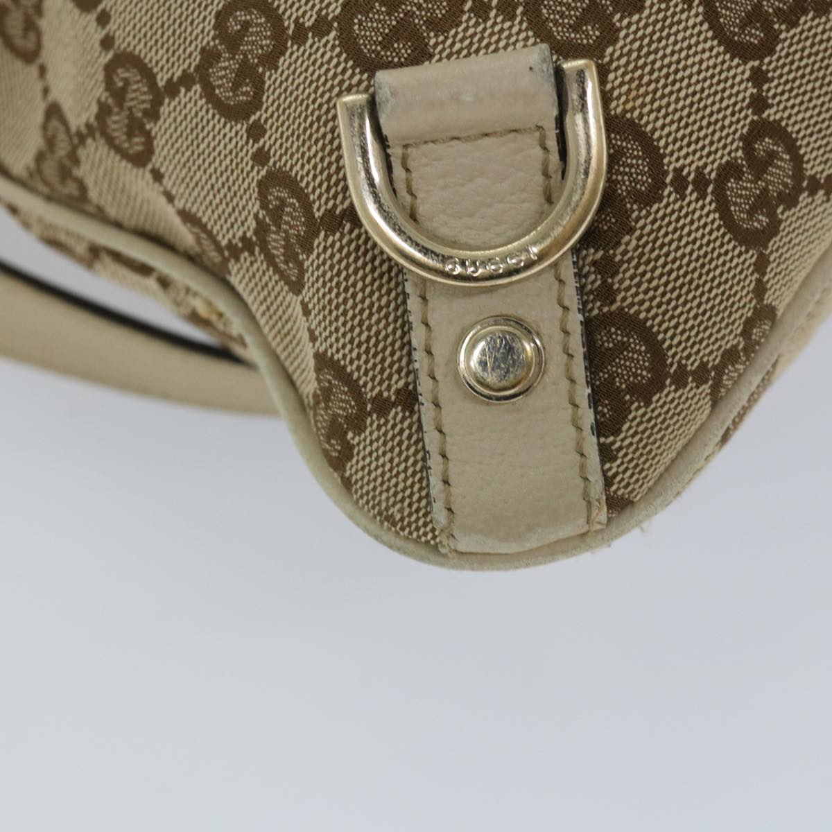 GUCCI GG Canvas Shoulder Bag Beige White 131326 Auth bs9022