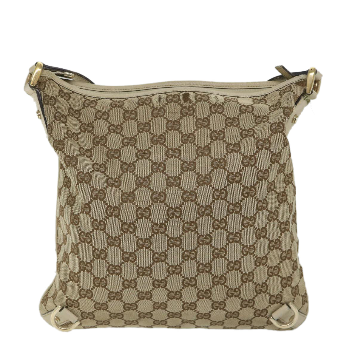 GUCCI GG Canvas Shoulder Bag Beige White 131326 Auth bs9022