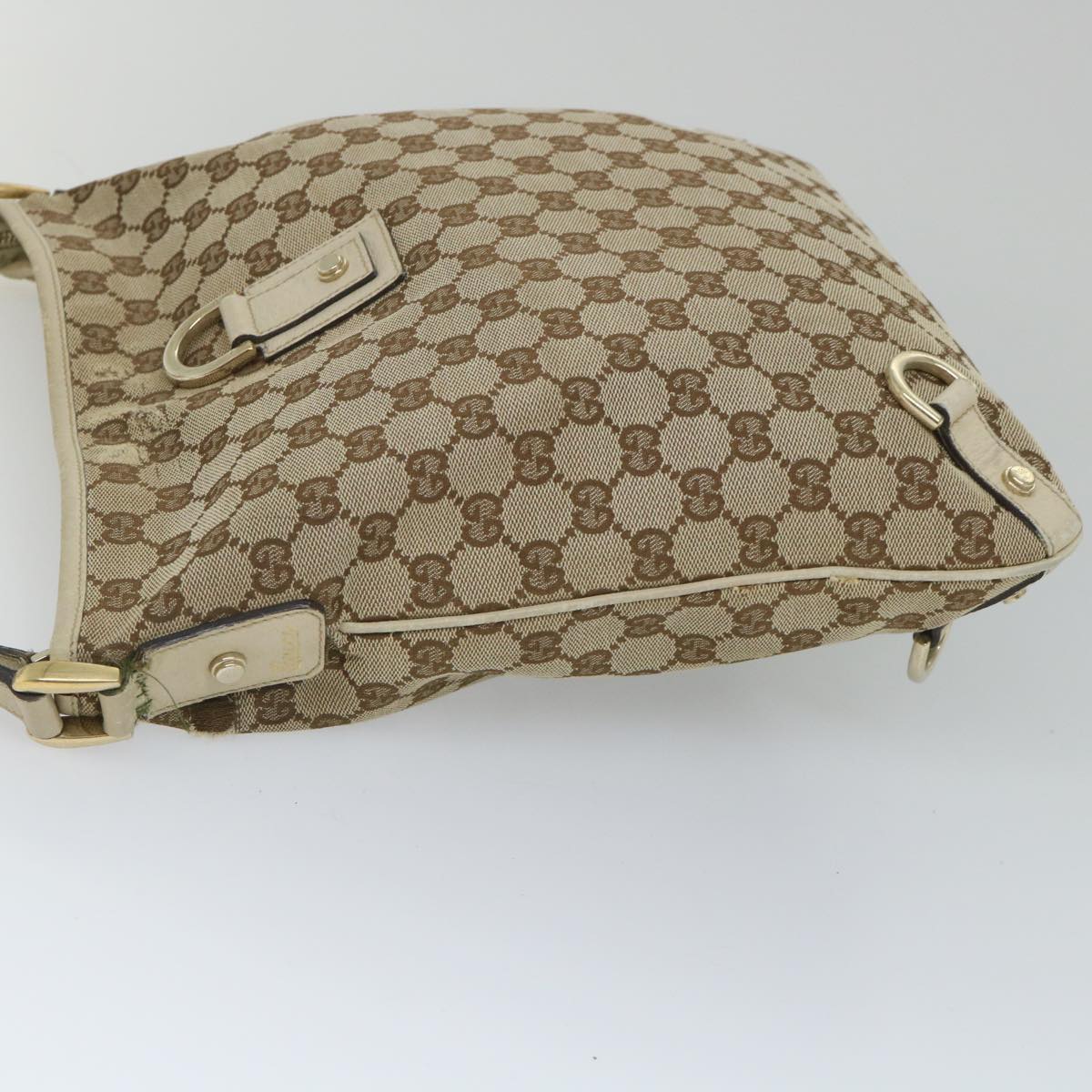 GUCCI GG Canvas Shoulder Bag Beige White 131326 Auth bs9022