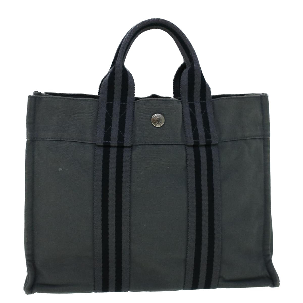 HERMES Fourre Tout PM Tote Bag Canvas Gray Auth bs9065