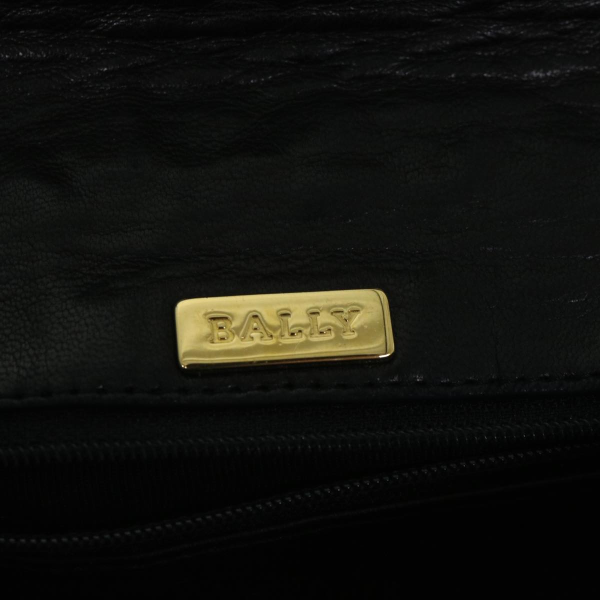 BALLY Quilted Shoulder Bag Leather Black Auth bs9082