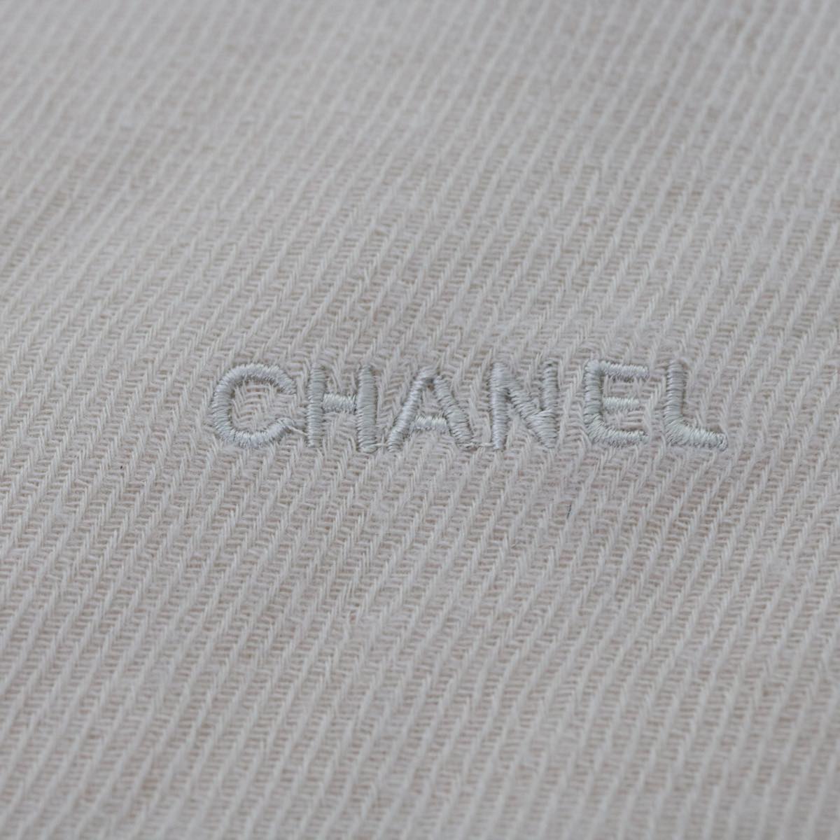 CHANEL Stole Silk Wool 66.9""x14.6"" Beige CC Auth bs9140