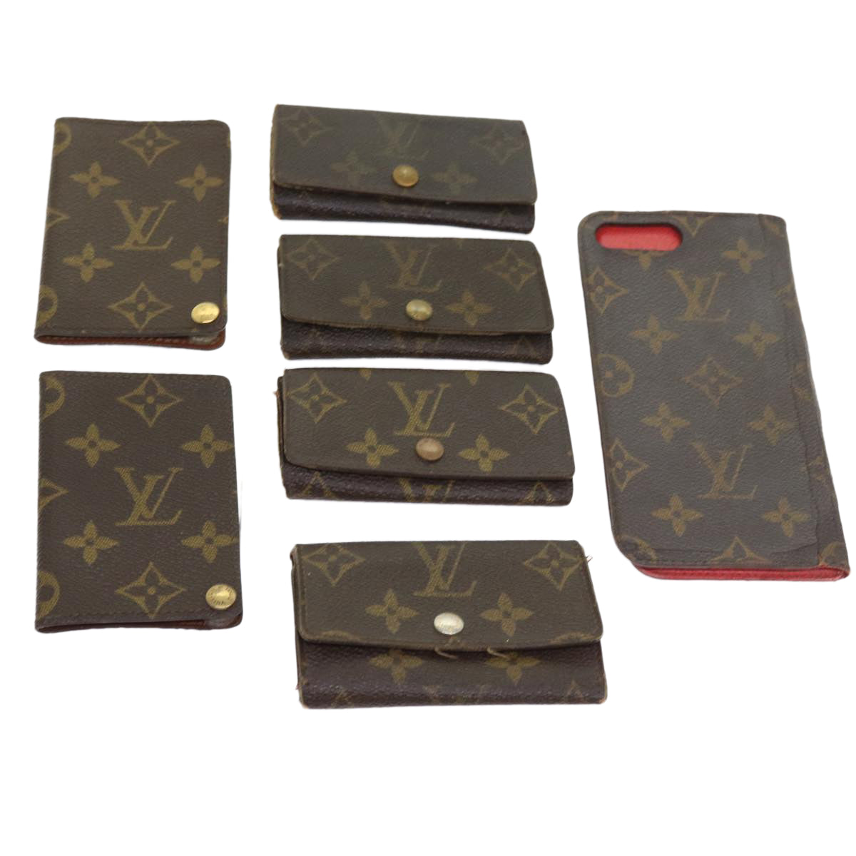 LOUIS VUITTON Monogram i Phone Case Key Case 7Set LV Auth bs9193