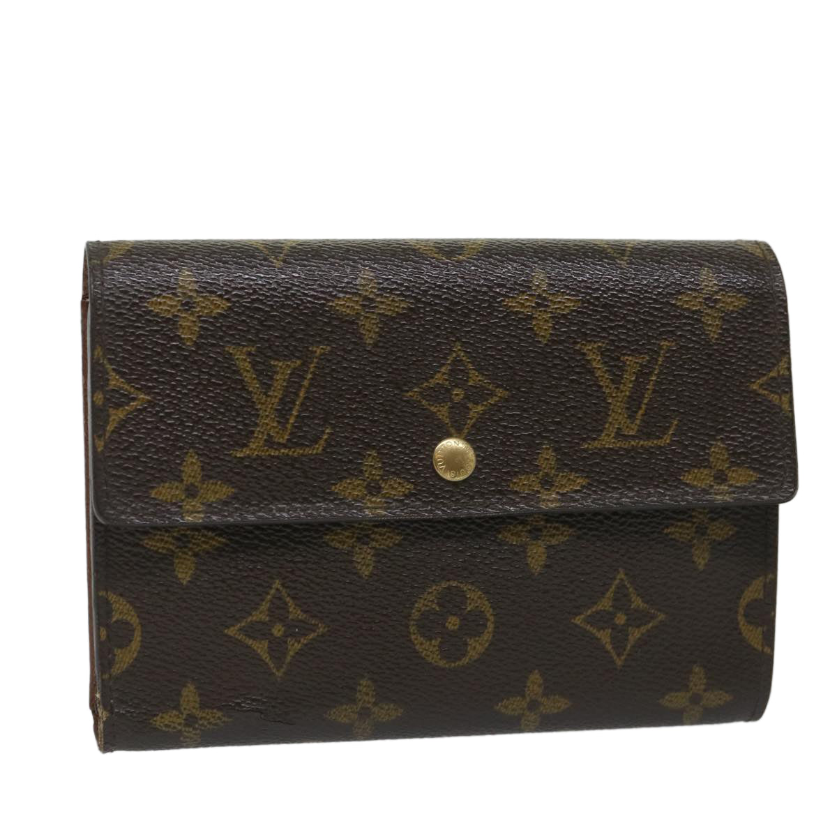 LOUIS VUITTON Monogram Porte Tresor Etui Chequier Wallet M61200 LV Auth bs9204