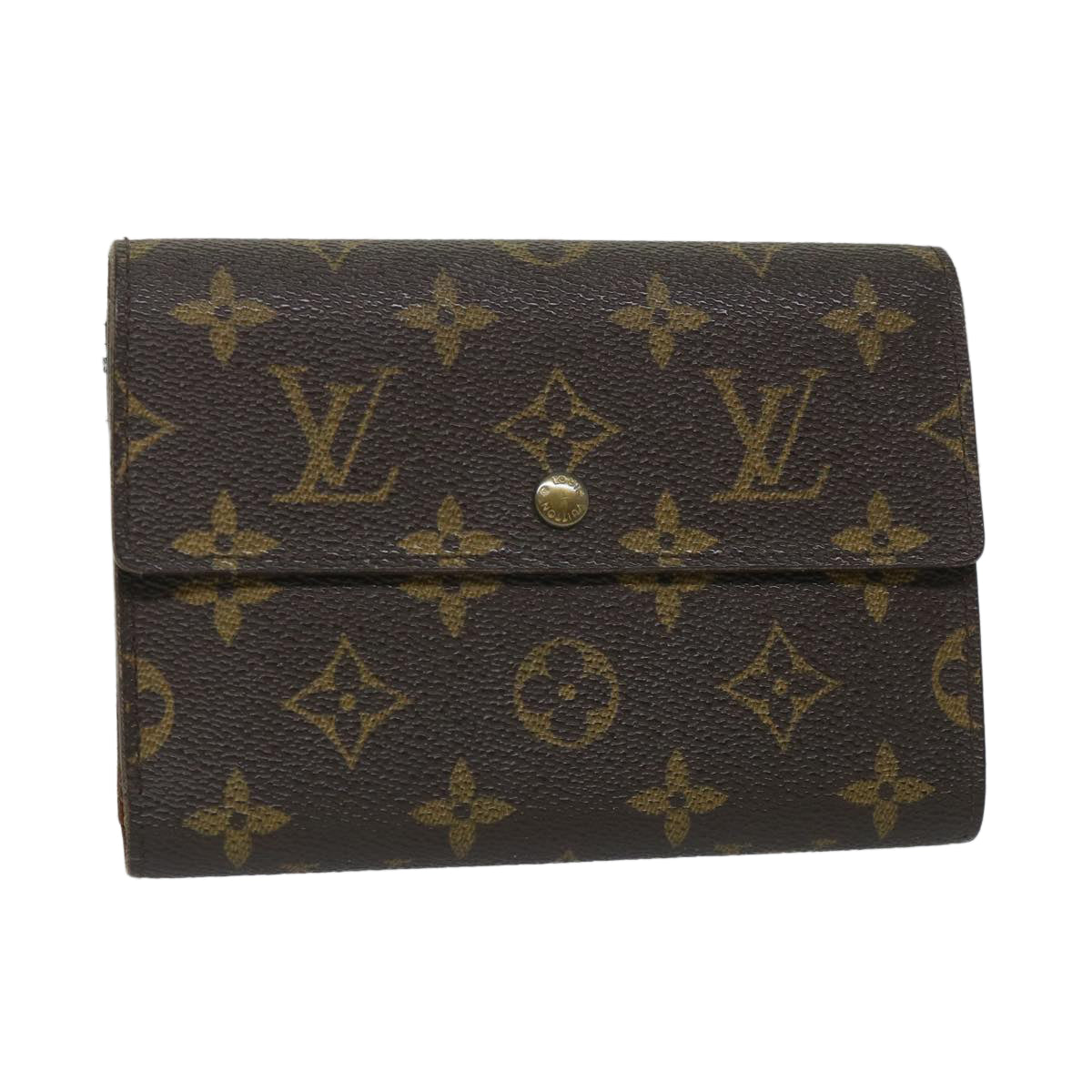 LOUIS VUITTON Monogram Porte Tresor Etui Chequier Wallet M61200 LV Auth bs9205