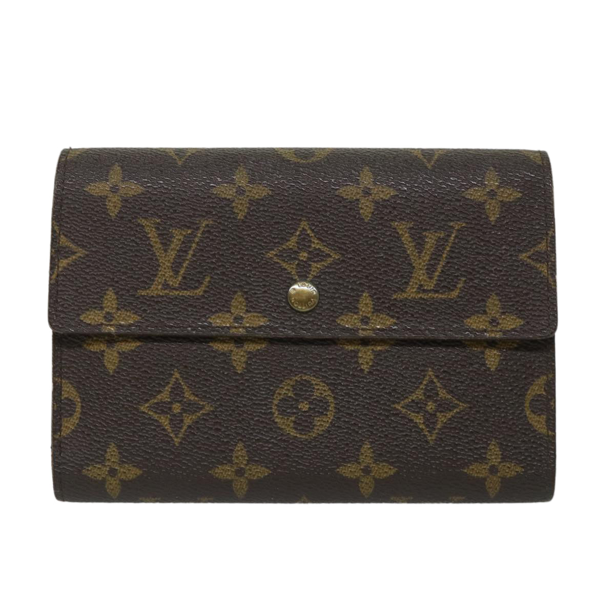 LOUIS VUITTON Monogram Porte Tresor Etui Chequier Wallet M61200 LV Auth bs9205