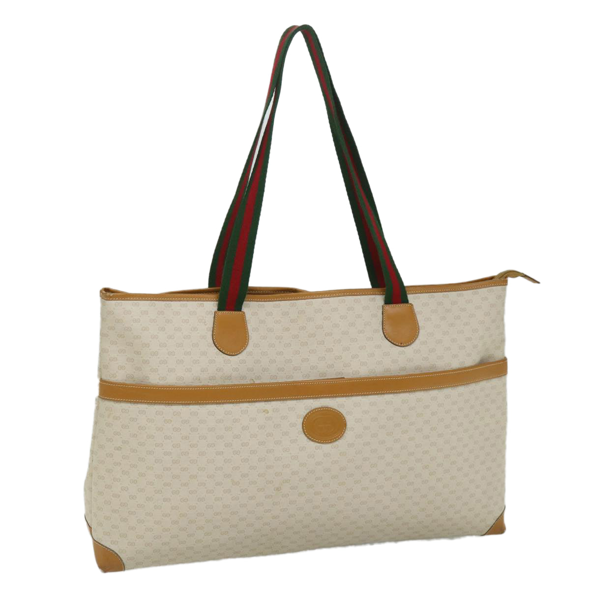 GUCCI Micro GG Supreme Web Sherry Line Tote Bag White 002 39 0215 Auth bs9212