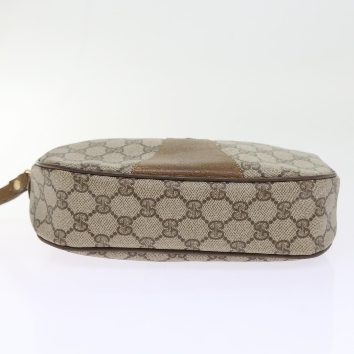 GUCCI GG Supreme Web Sherry Line Clutch Bag Beige Red 89 01 034 Auth bs9231