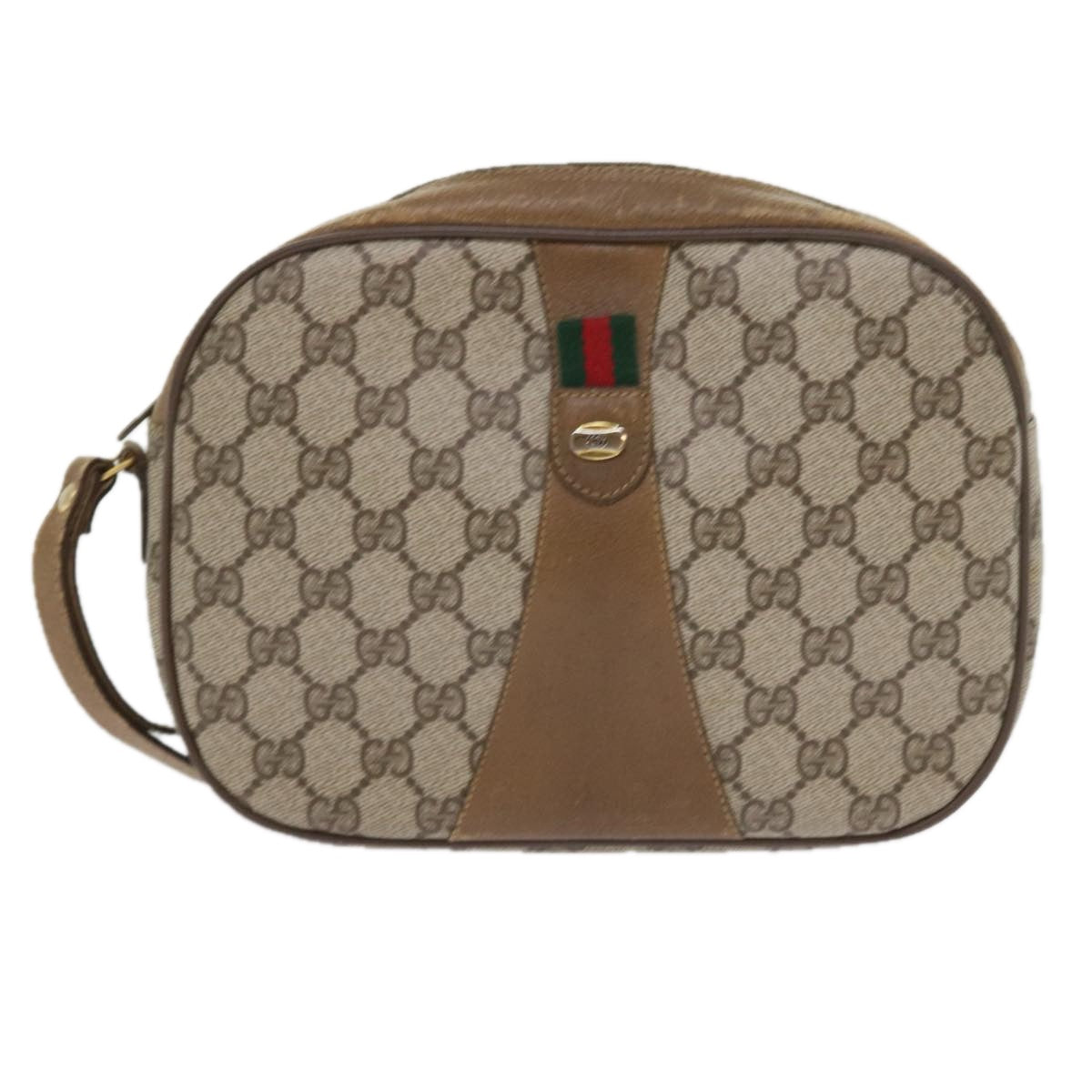 GUCCI GG Supreme Web Sherry Line Clutch Bag Beige Red 89 01 034 Auth bs9231