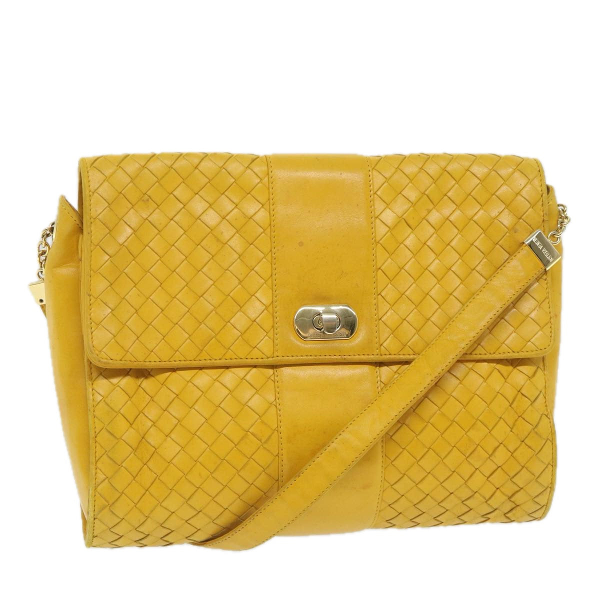 BOTTEGA VENETA INTRECCIATO Shoulder Bag Leather Yellow Auth bs9234