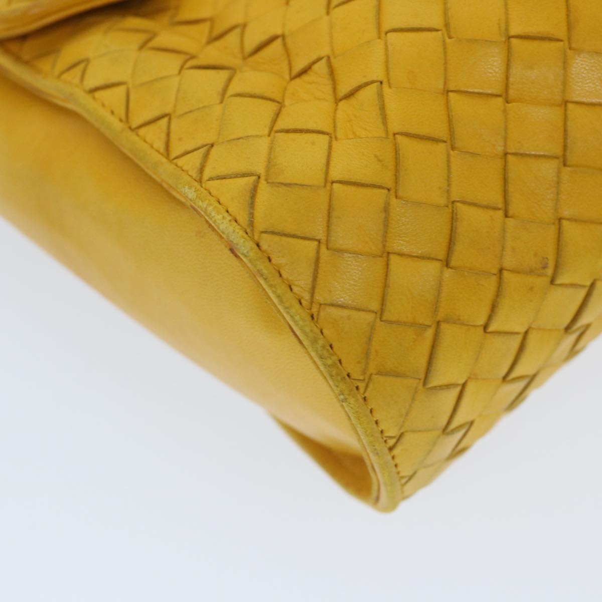 BOTTEGA VENETA INTRECCIATO Shoulder Bag Leather Yellow Auth bs9234