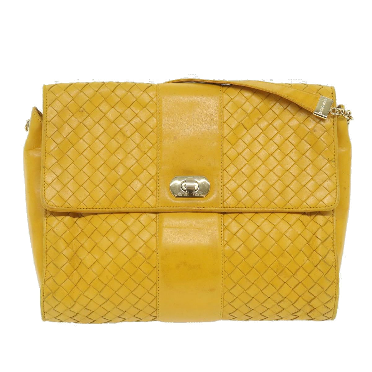 BOTTEGA VENETA INTRECCIATO Shoulder Bag Leather Yellow Auth bs9234